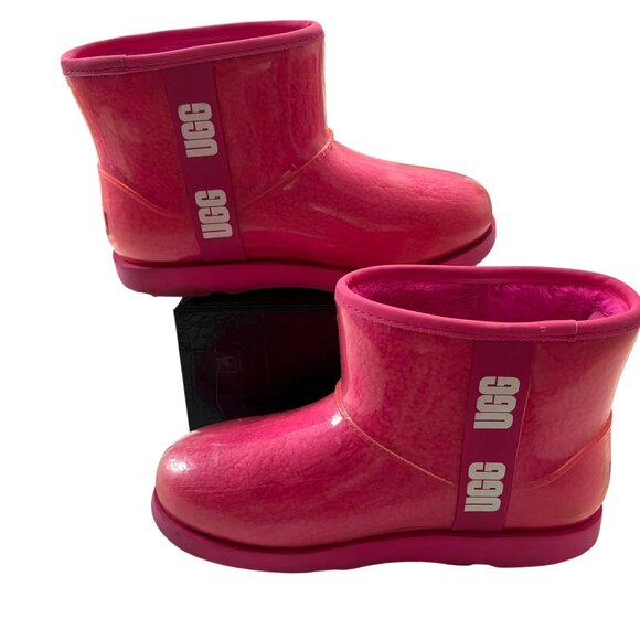 UGG Classic Clear Pink Mini Rain Waterproof Boot Womens Size 6 - Picture 1 of 16